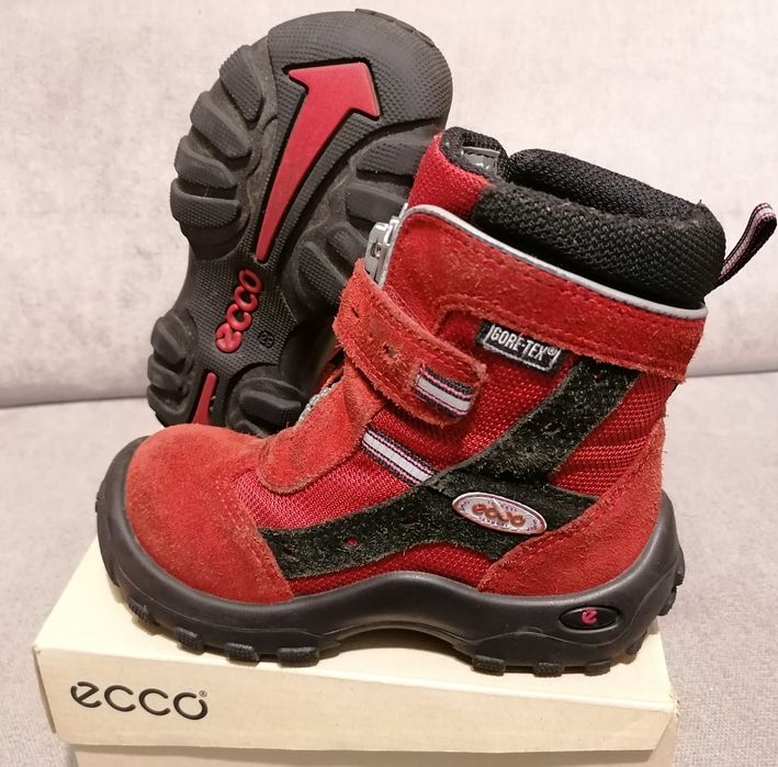 Ecco 29 zimowe śniegowce dziewczęce bordowe / czerwone na suwak i rzep