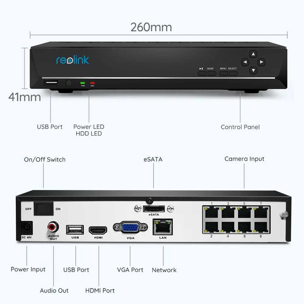 Відеореєстратор Reolink RLN8-410 + вбудований диск HDD 2Т