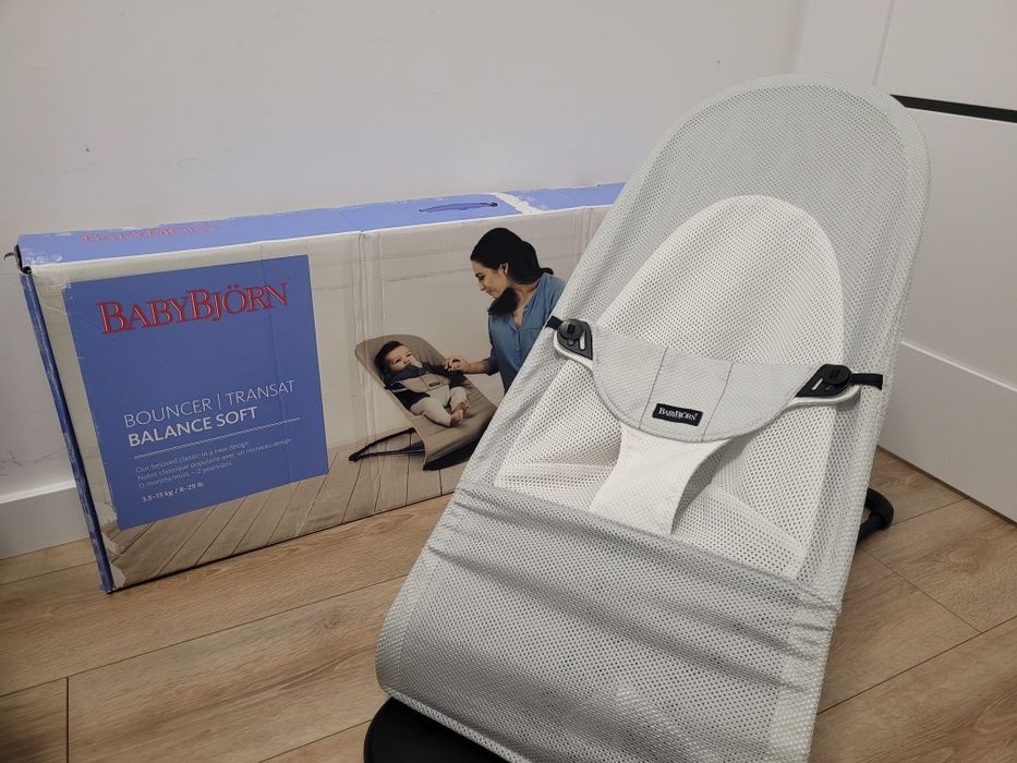 BabyBjorn SUPER STAN mesh bialo-srebrny bujaczek lezaczek