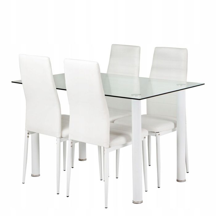 Nowy szklany stół z krzesłami