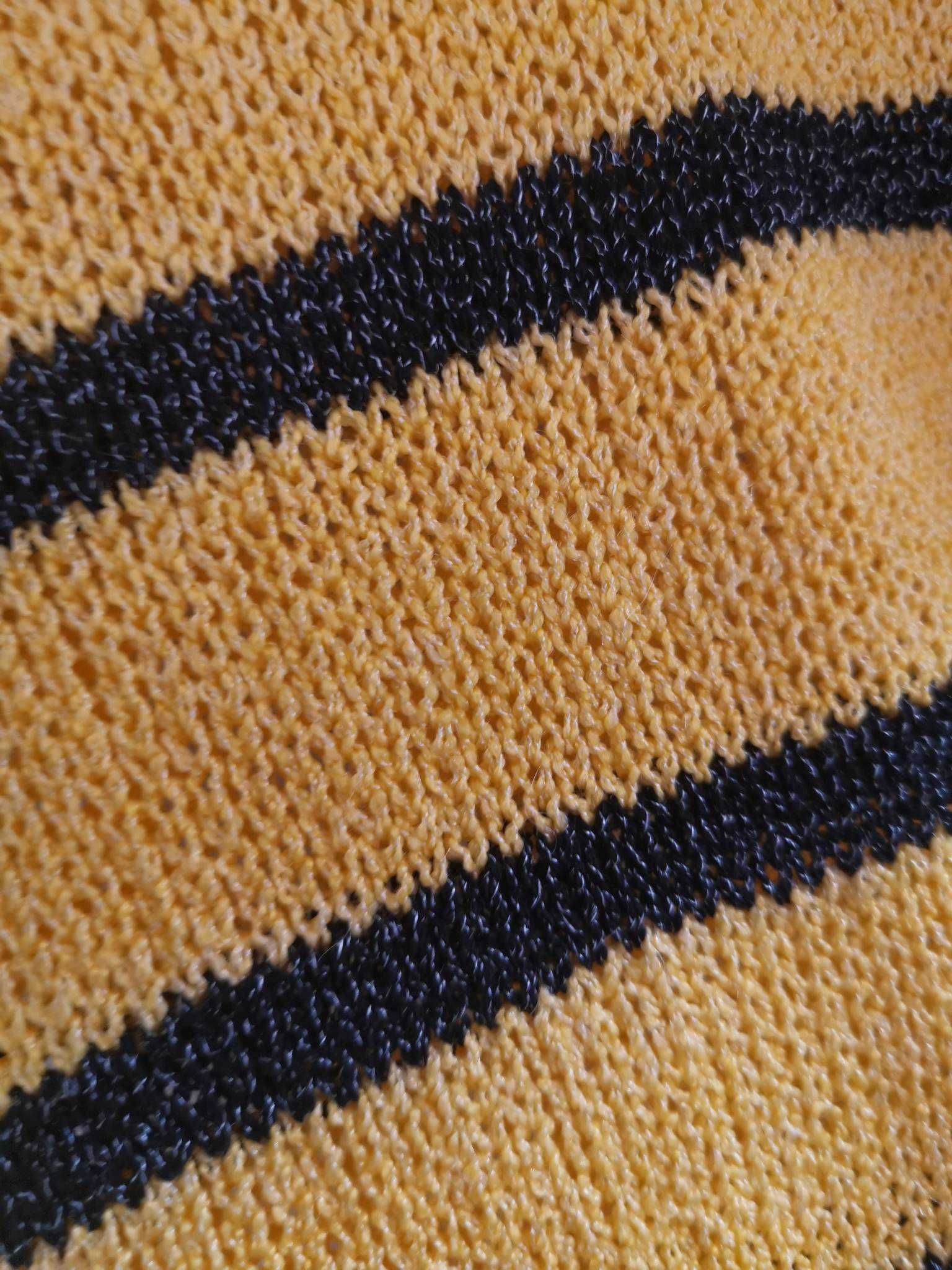 Sweter sweterek KANARKOWY paski cienkie miękki oversize.