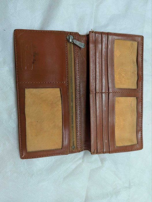 Оригинальный винтажный длинный кошелёк MCM Visetos цвета «коньяк»