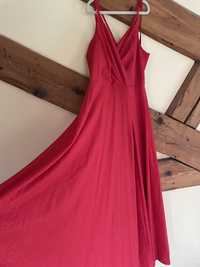 Piękna sukienka bal wesele r.36 brokat czerwono malinowa