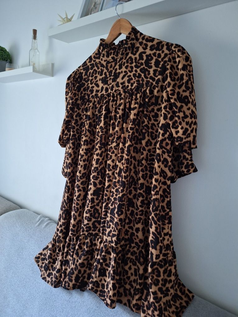 Sukienka damska wesele boho panterka Stan idealny Boohoo 44 XXL