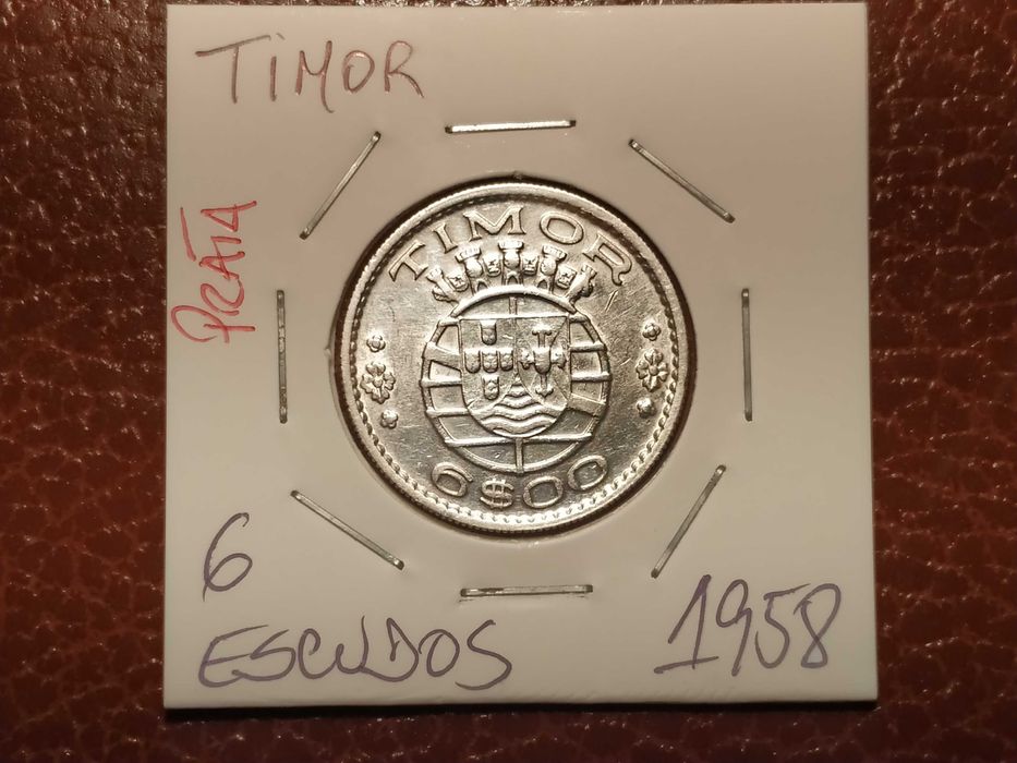 A237 moeda em prata de 6 escudos de 1958 - Timor