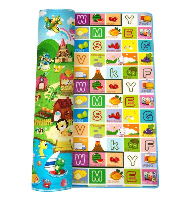 DWUSTRONNA MATA Piankowa Edukacyjna Miękka Kolorowa 180x150 cm