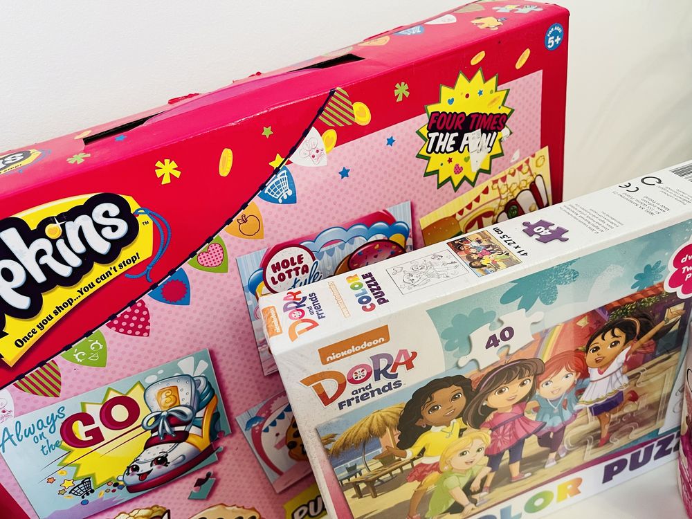 Zestaw Zabawek Peppa Dora Bolek i Lolek Klocki Puzzle Shopkins