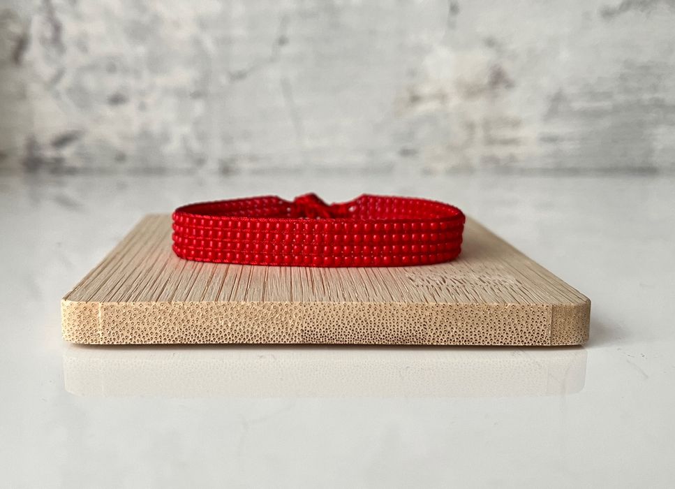Czerwona nowa bransoletka z koralików na szczęście handmade