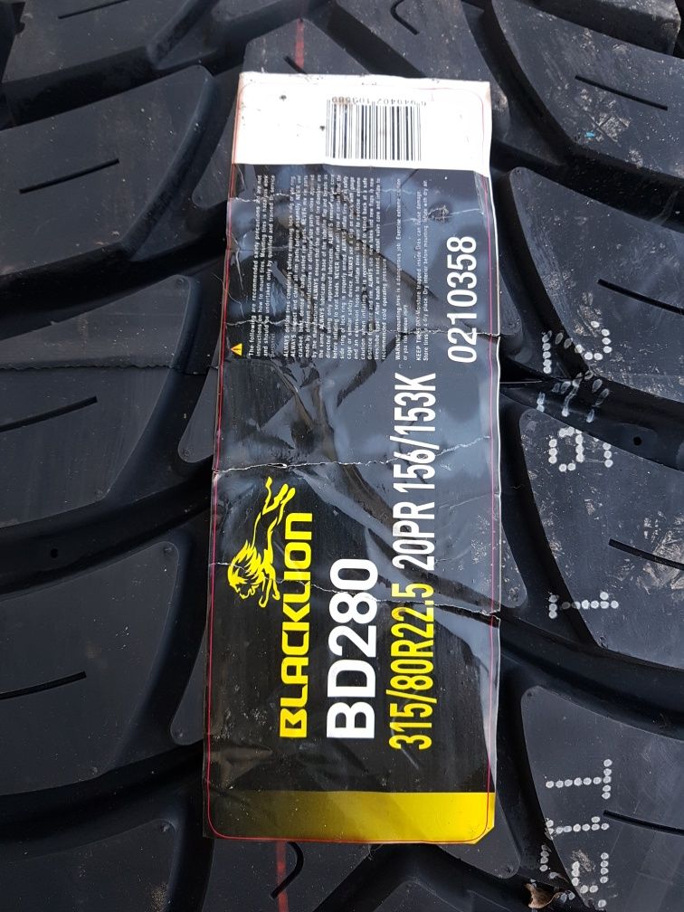 Opony nowe 315/80 R22.5 BLACKLION BD 280 Roadx budowlane