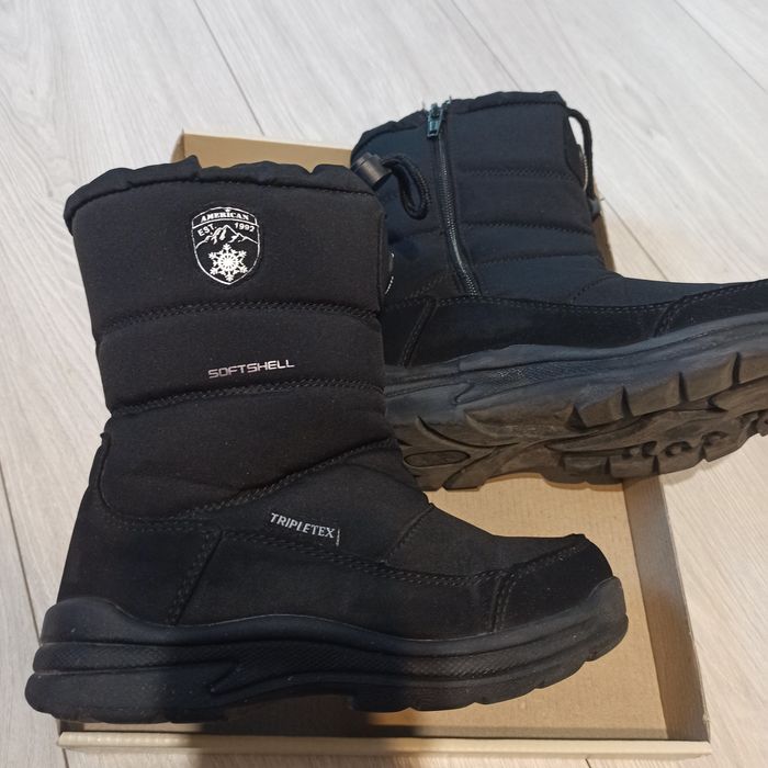 Zimowe buty dziecięce wysokie śniegowce American Club CSN48/24BL