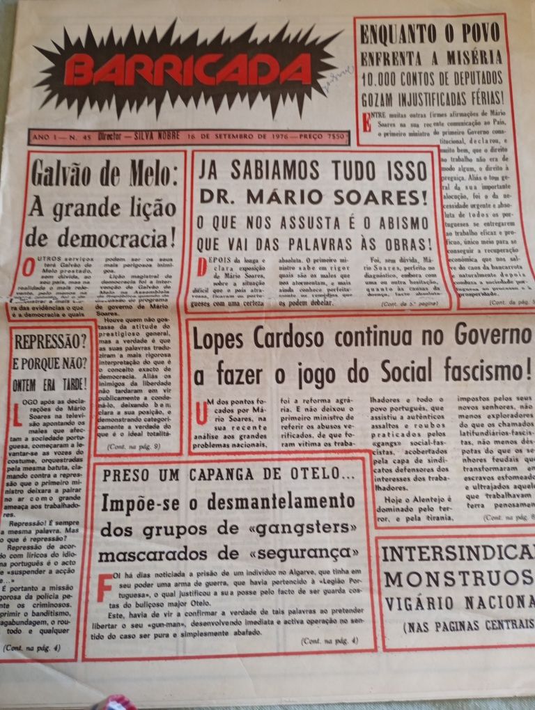 Barricada AnoI , número 45 setembro de 1976