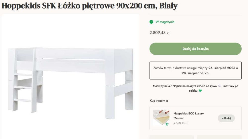 Dziecięce łóżko piętrowe Hoppekids SFK, solidne, zjeżdżalnia