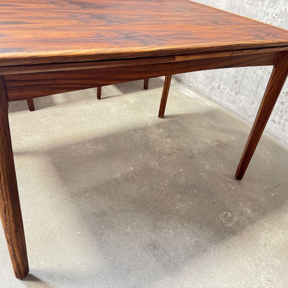 Komplet stół + 6 krzeseł z drewna palisander | Rozkładany stół vintage