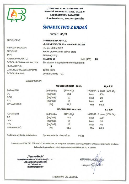 Kocioł 18KW piec na pellet PELLPAL do 220m2