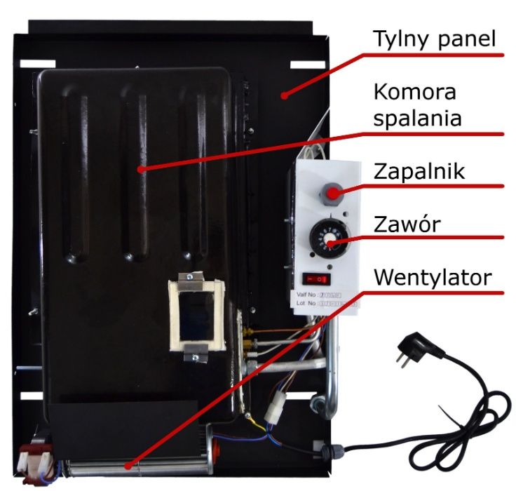 Grzejnik gazowy, ogrzewacz, piecyk HOSSEVEN HDU-3 V wentylator