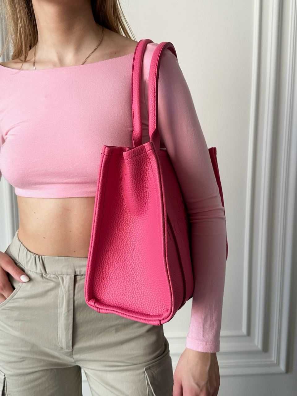 Damska srednia shoperka MJ Tote Bag Pink torba koloru fucsja