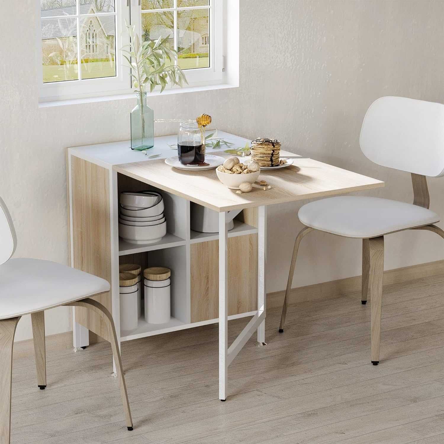 Mesa de sala ou cozinha espaços pequenos dobrável extensível arrumação