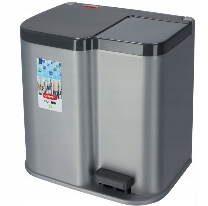 Curver 21 l. kosz na śmieci do segregacji z pedałem, metalizowany