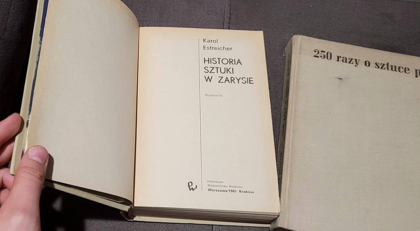 2 książki Historia sztuki w zarysie, 250razy o sztuce polskiej