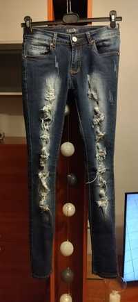 Spodnie jeansowe rurki z dziurami Cherry jeans rozm 36