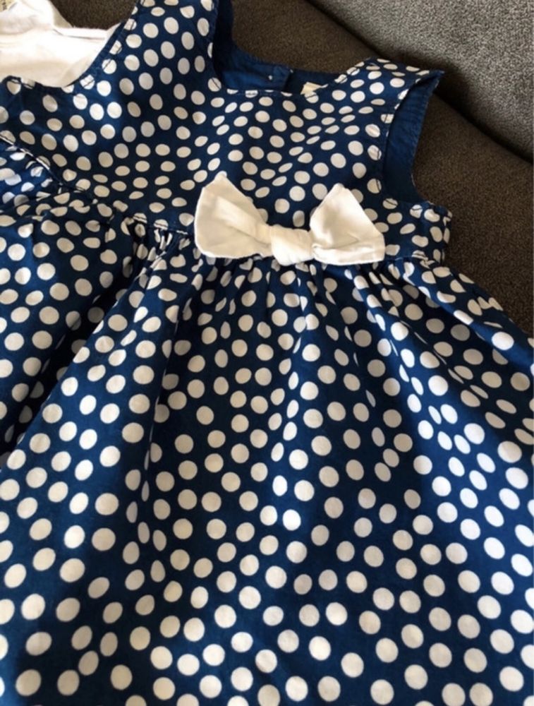 Sukienka niemowlęca rozkloszowana groszki kokardka H&M 62