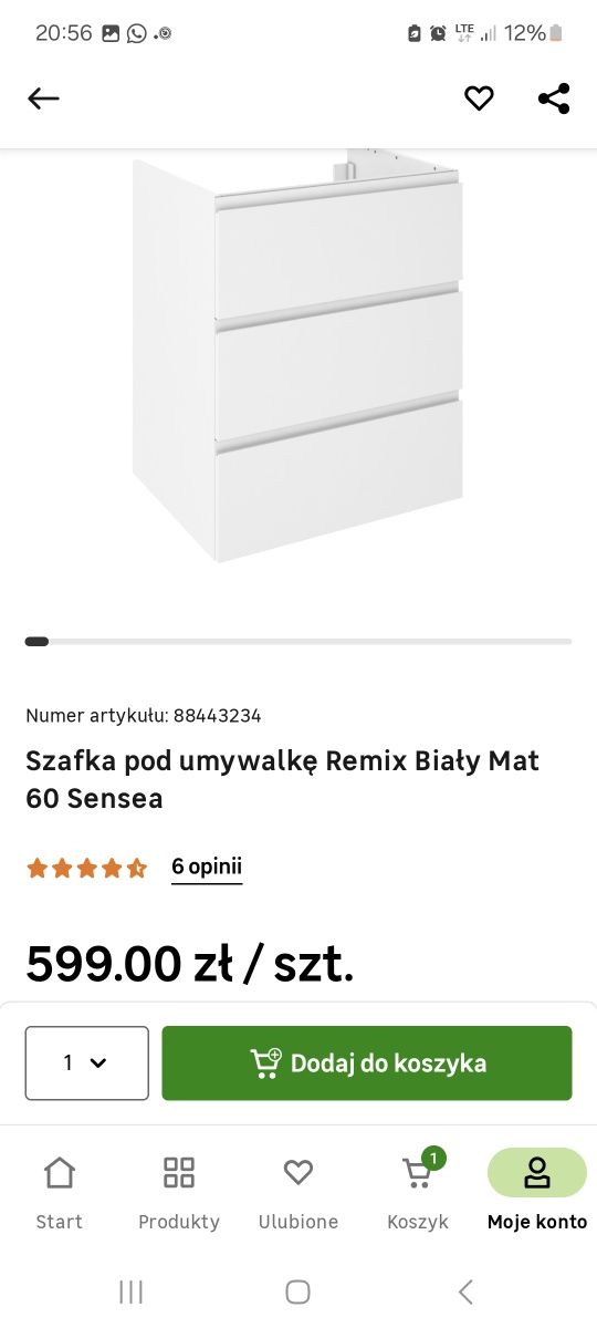 Buała szafka pod umywalkę z umywalką Remix Sensea