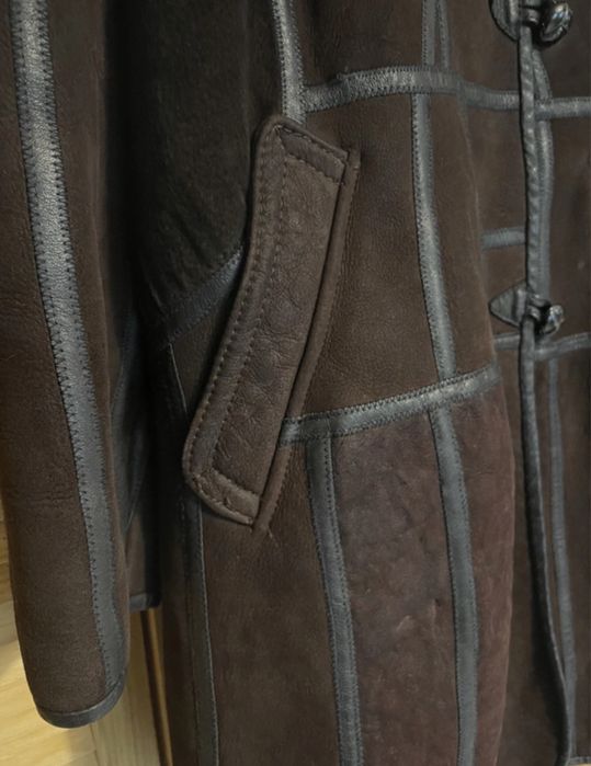 Kożuch prawdziwy uniseks czekoladowy brązowy L/XL