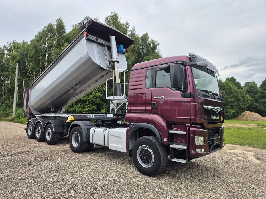 MAN TGS 18.470 4X4 Reduktor Most Zestaw Patelnia Wywrotka Euro6 Carnehl Ciągnik siodłowy Naczepa Hydraulika Mulda