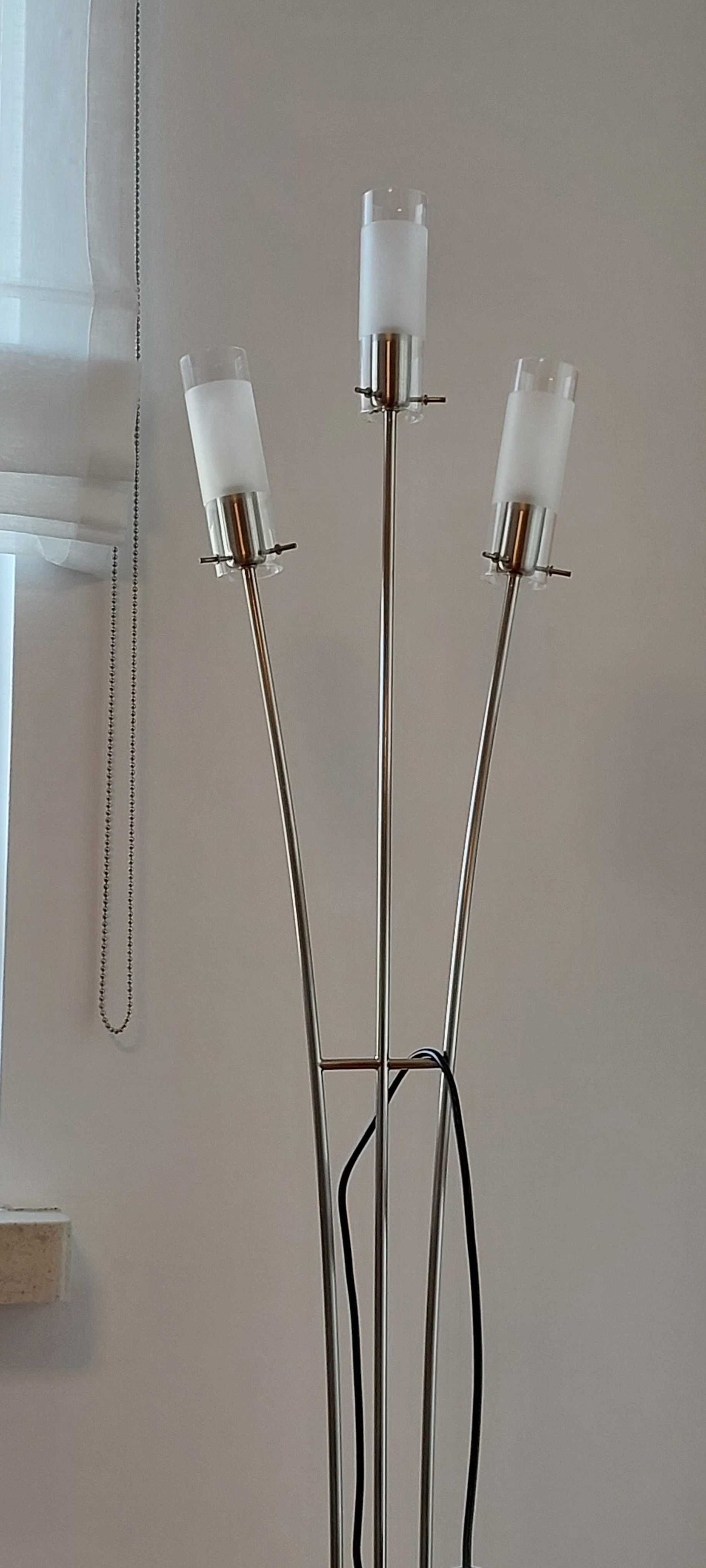 Lampa stojąca nowoczesna – metal i szkło – 3 punkty światła