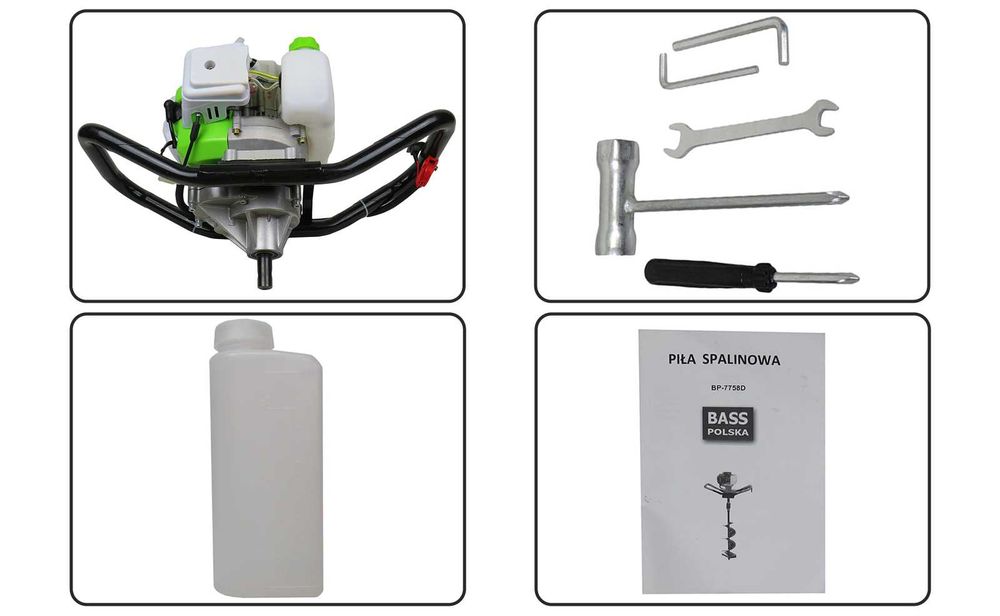 BASS POLSKA Świder Spalinowy Wiertnica Glebowa 1,8kw 2km BP7758D