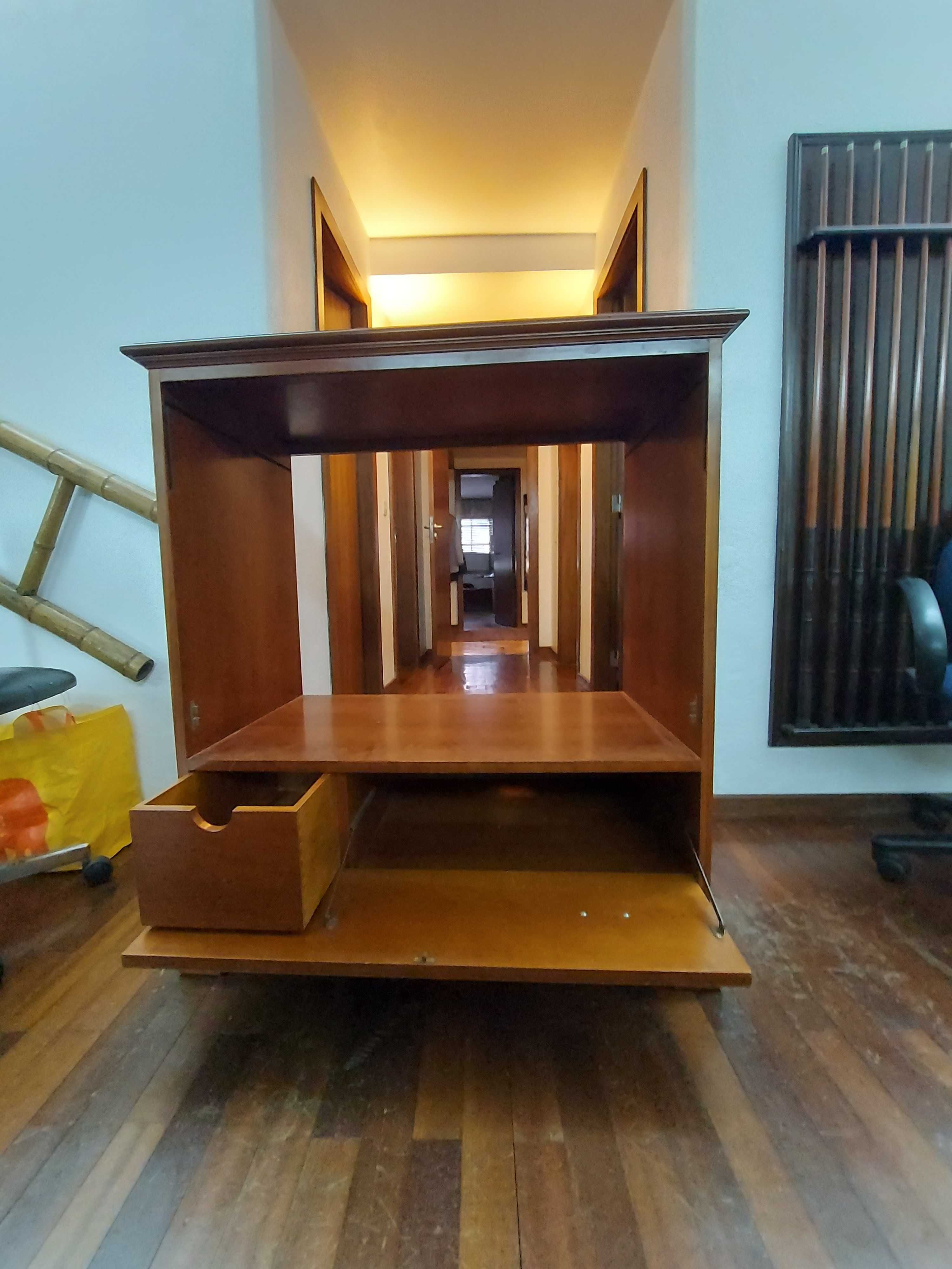 Movel de TV em madeira com 2 portas e arrumação