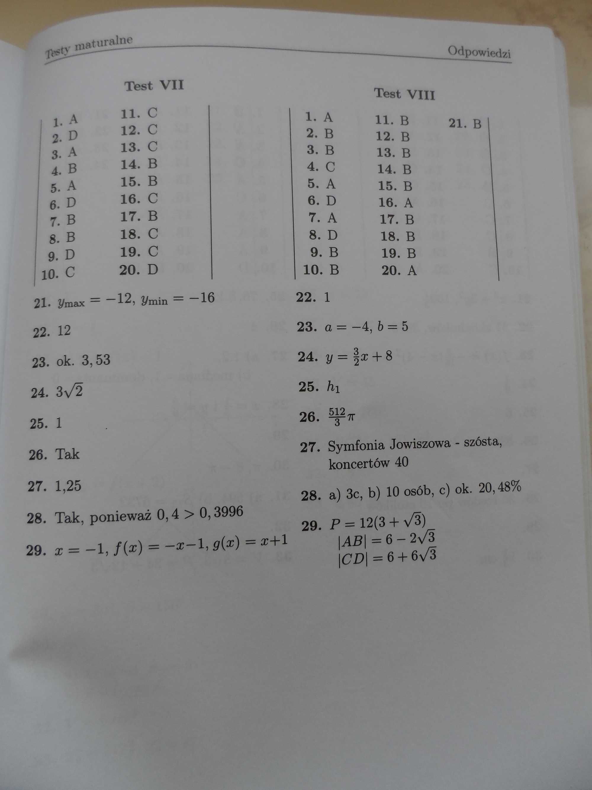 Testy maturalne- matematyka- poziom podstawowy-Masłowscy, Nodzyński...