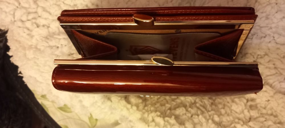 Portfel damski skóra naturalna kolor wiśniowy STEVENS nowy.