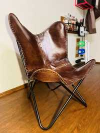 Винтажный кожаный стул кресло. Butterfly chair. Новый