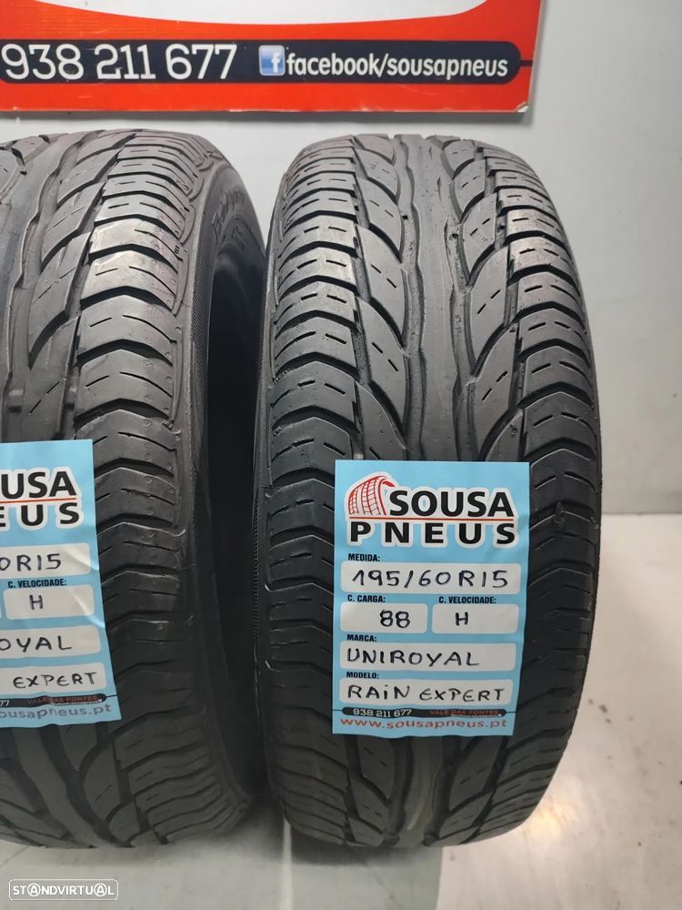 2 pneus semi novos 195/60r15 uniroyal - oferta dos portes