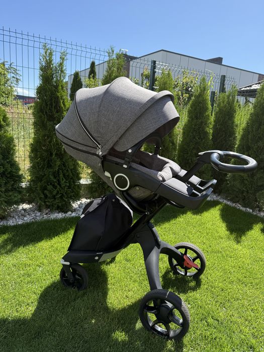 коляска Stokke Xplory V6 меланж cybex з чорною ручкою 2 в 1