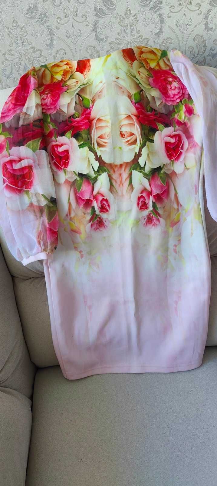 Модное Нарядное яркое цветочное шикарное женское платье