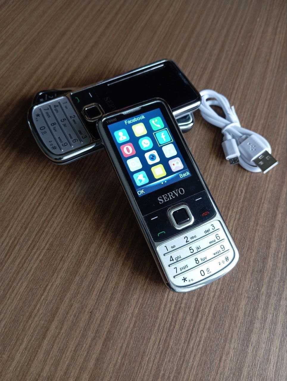 Мобільний телефон SERVO V9500 кнопковий на 4 SIM карти сріблястий