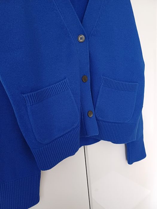 Massimo Dutti wełniany kardigan wełna kaszmir niebieski sweter guziki
