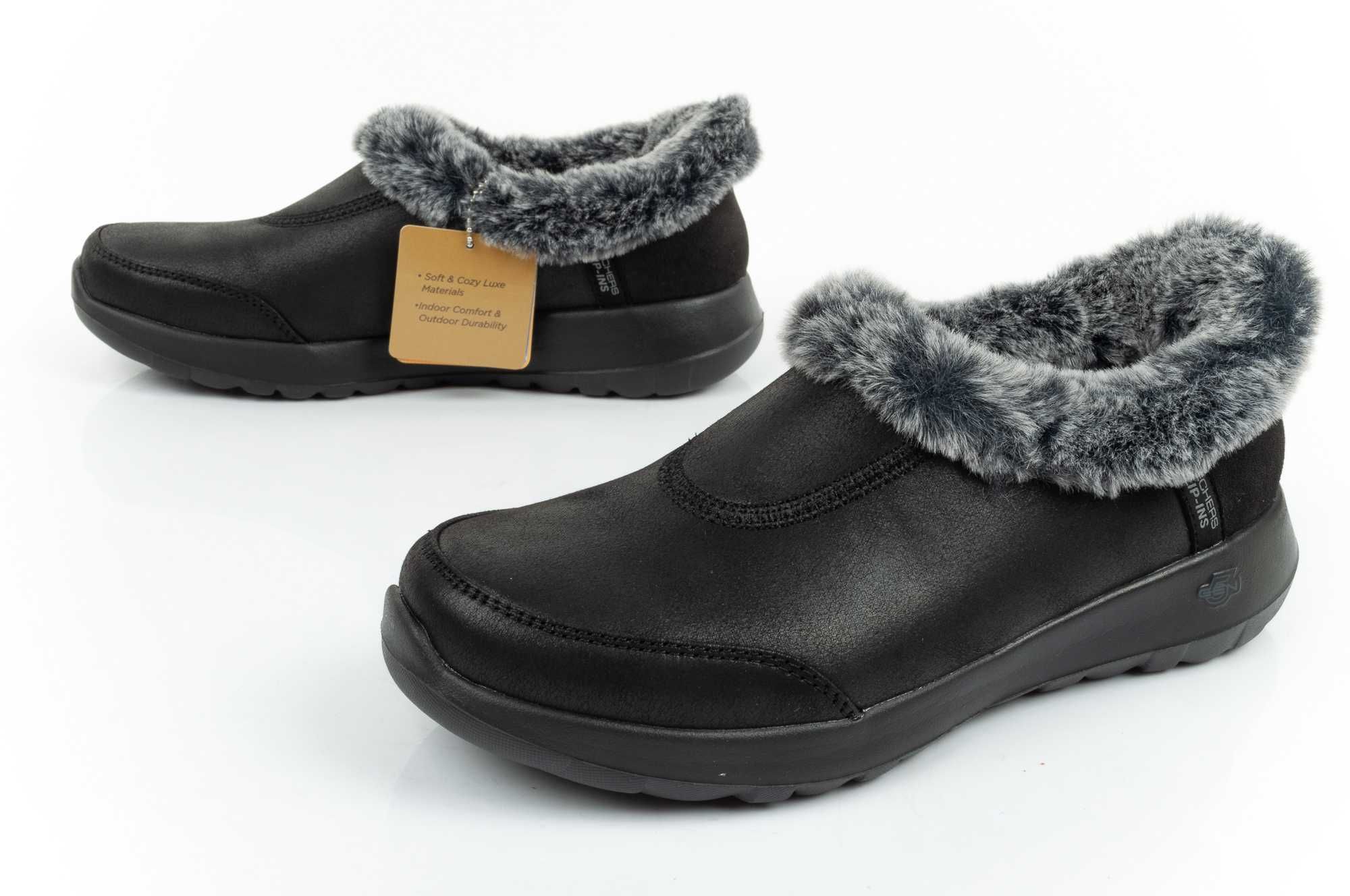 Buty zimowe Skechers ON-THE [175490/BKGY] SLIP-IN