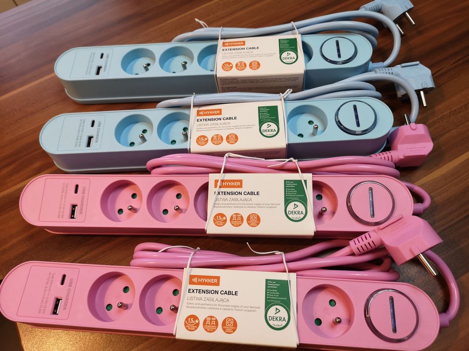 HYKKER Listwa zasilająca przedłużacz 5 gniazd + USB +USB C