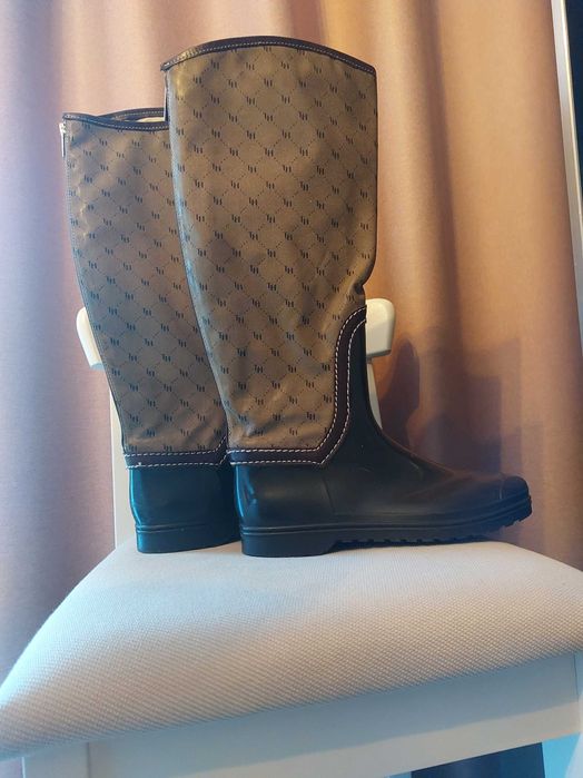 Kalosze Tommy Hilfiger damskie beżowe na suwak z tyłu – rozmiar 39