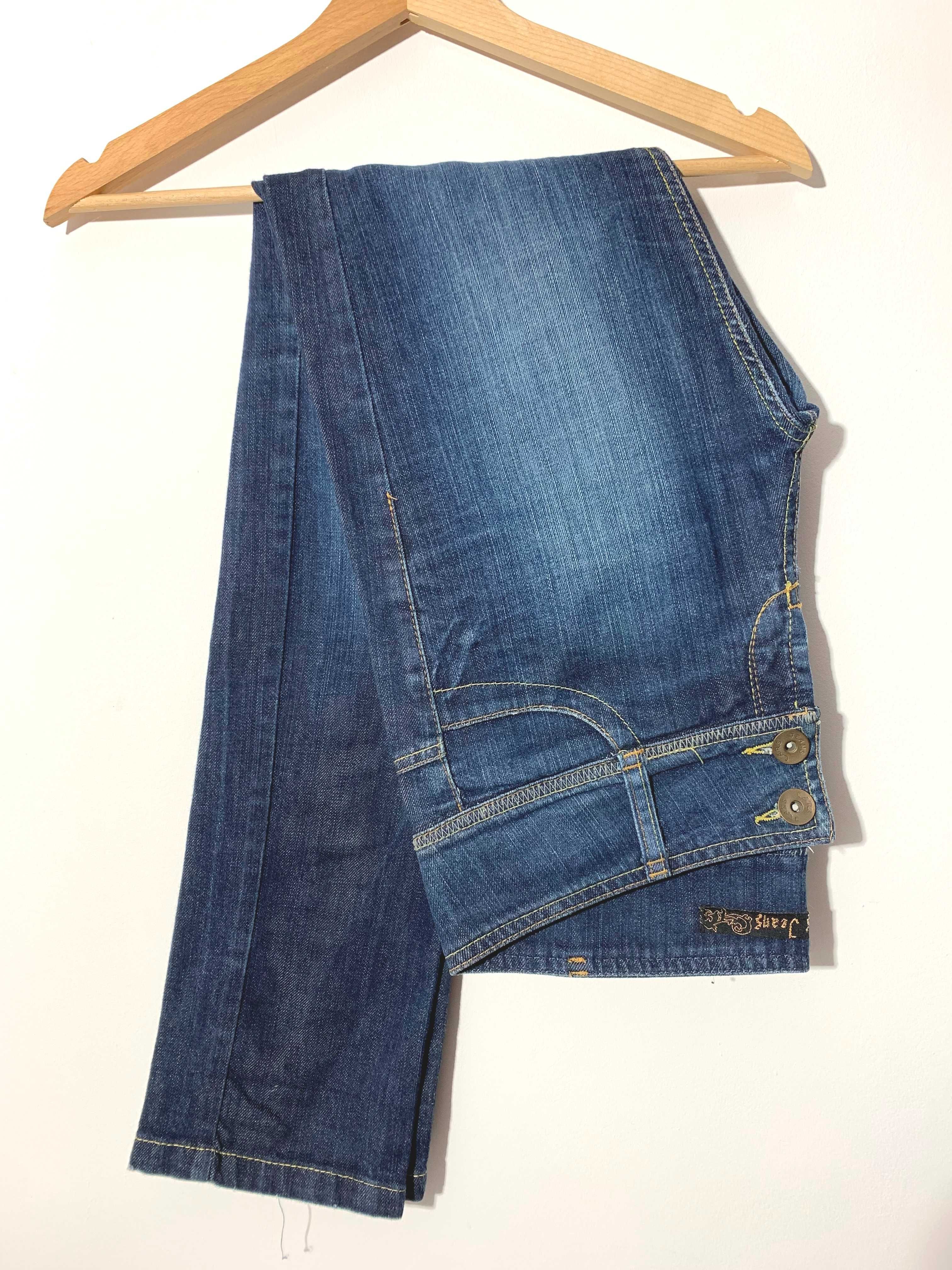 spodnie damskie jeans straight rurki klasyczne vintage niski stan 38 M