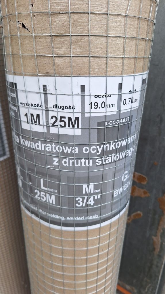 Siatka hodowlana ocynk zgrzewana. Promocja oczko 25.4 x25.4 x 0.7
