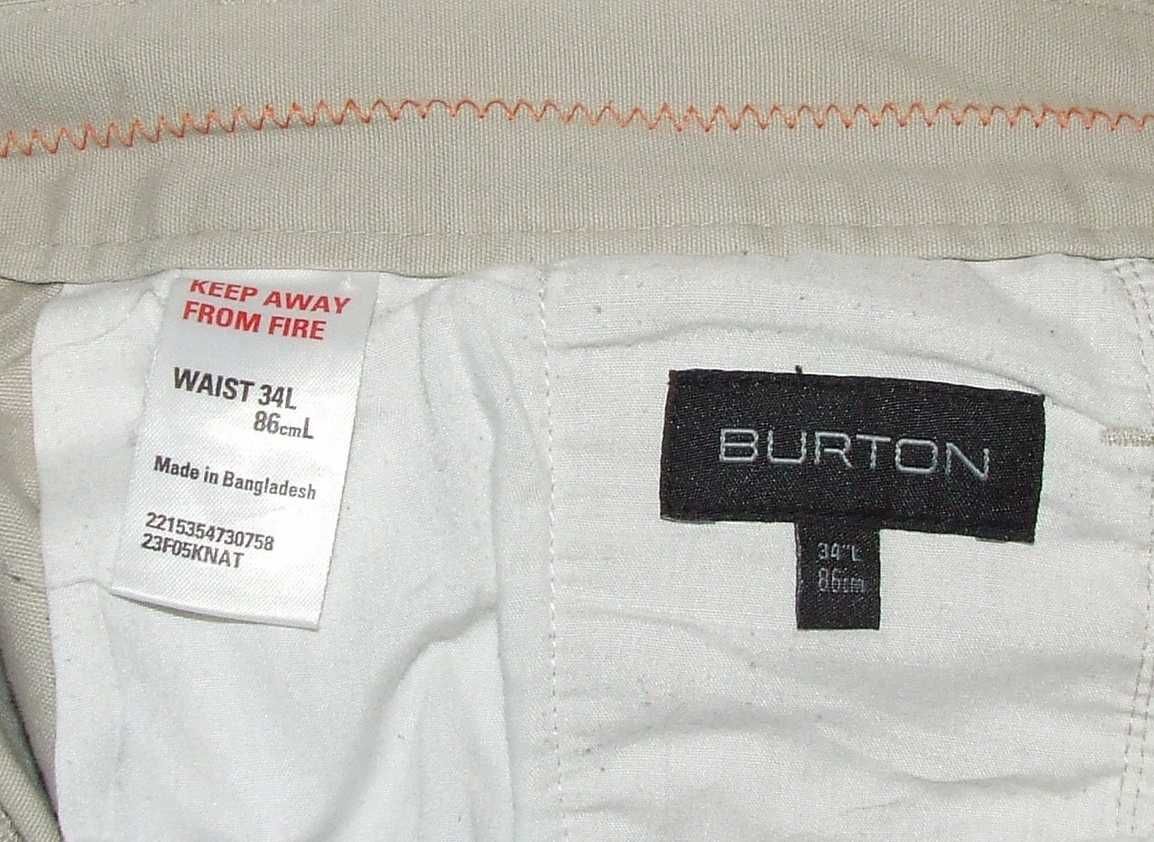 Spodnie Burton materiałowe luźny fason W34 pas: 86cm dł: 110cm