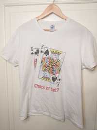 Koszulka Tshirt Bluzka Poker z nadrukiem napisem L karty biała uniseks
