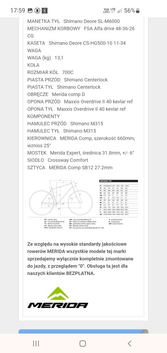 Rower MERIDA crossway 500