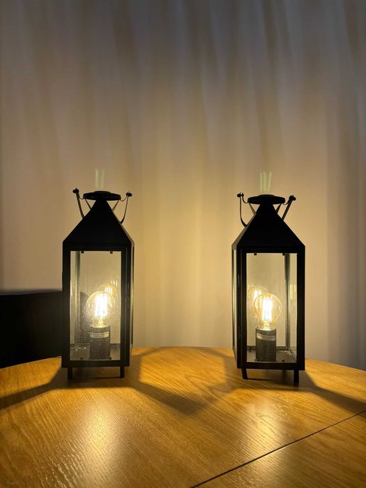 Lampa dekoracyjna w stylu retro (latarnia) czarna metalowa vintage