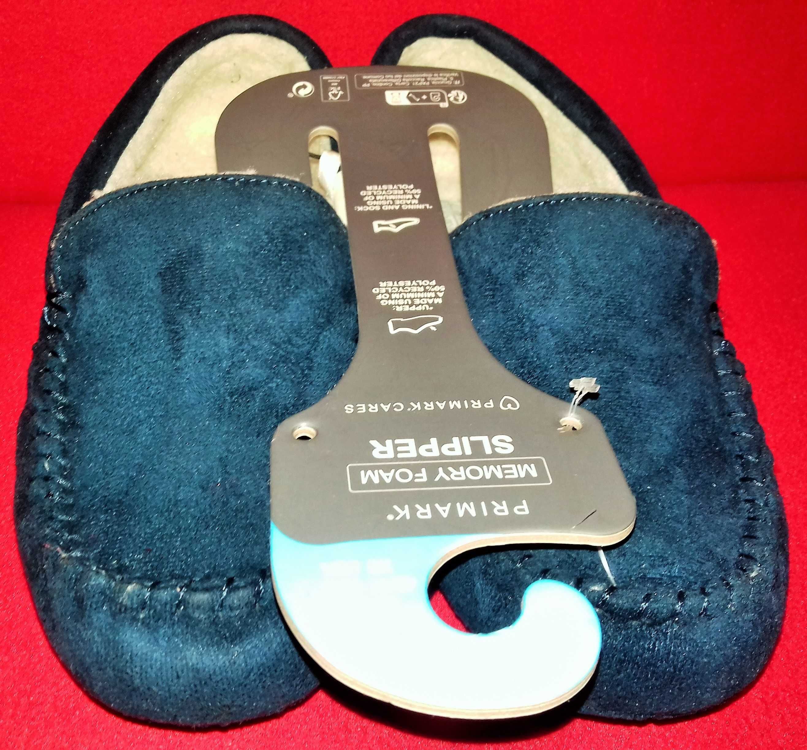 PRIMARK Modne, granatowe kapcie mokasyny
