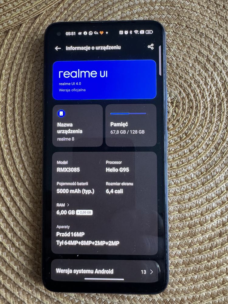 Realme 8  128 ……………….